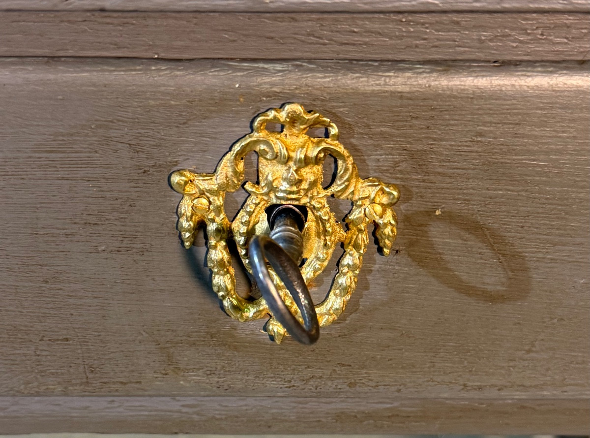 Bureau Louis XVI En Bois Peint , Époque XVIIIe Siècle -photo-4
