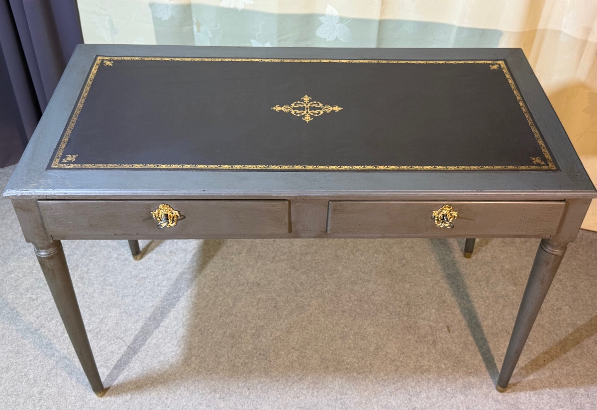 Bureau Louis XVI En Bois Peint , Époque XVIIIe Siècle -photo-1