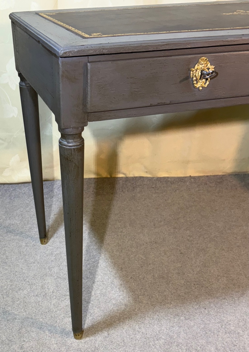 Bureau Louis XVI En Bois Peint , Époque XVIIIe Siècle -photo-3