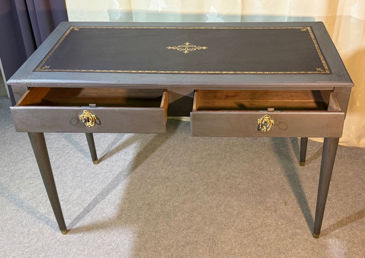 Bureau Louis XVI En Bois Peint , Époque XVIIIe Siècle -photo-6