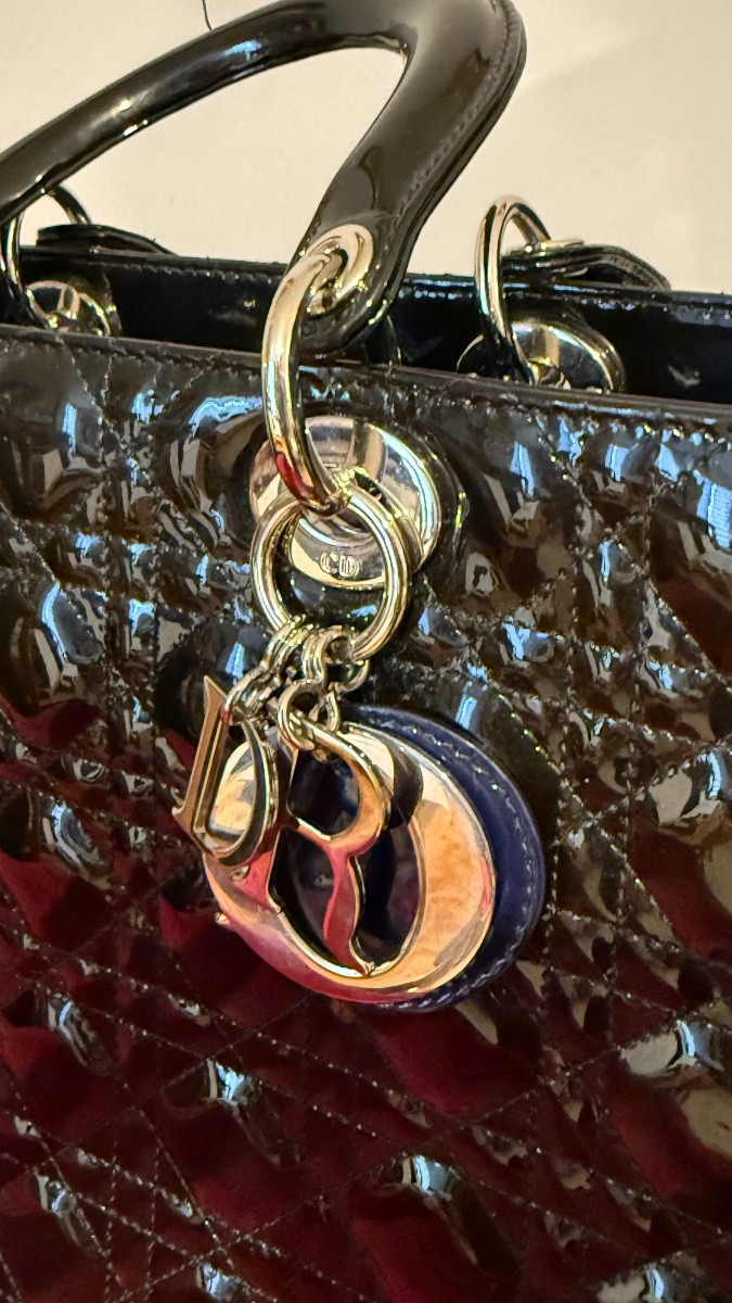 Lady Dior Bag In Black Patent Leather -photo-2