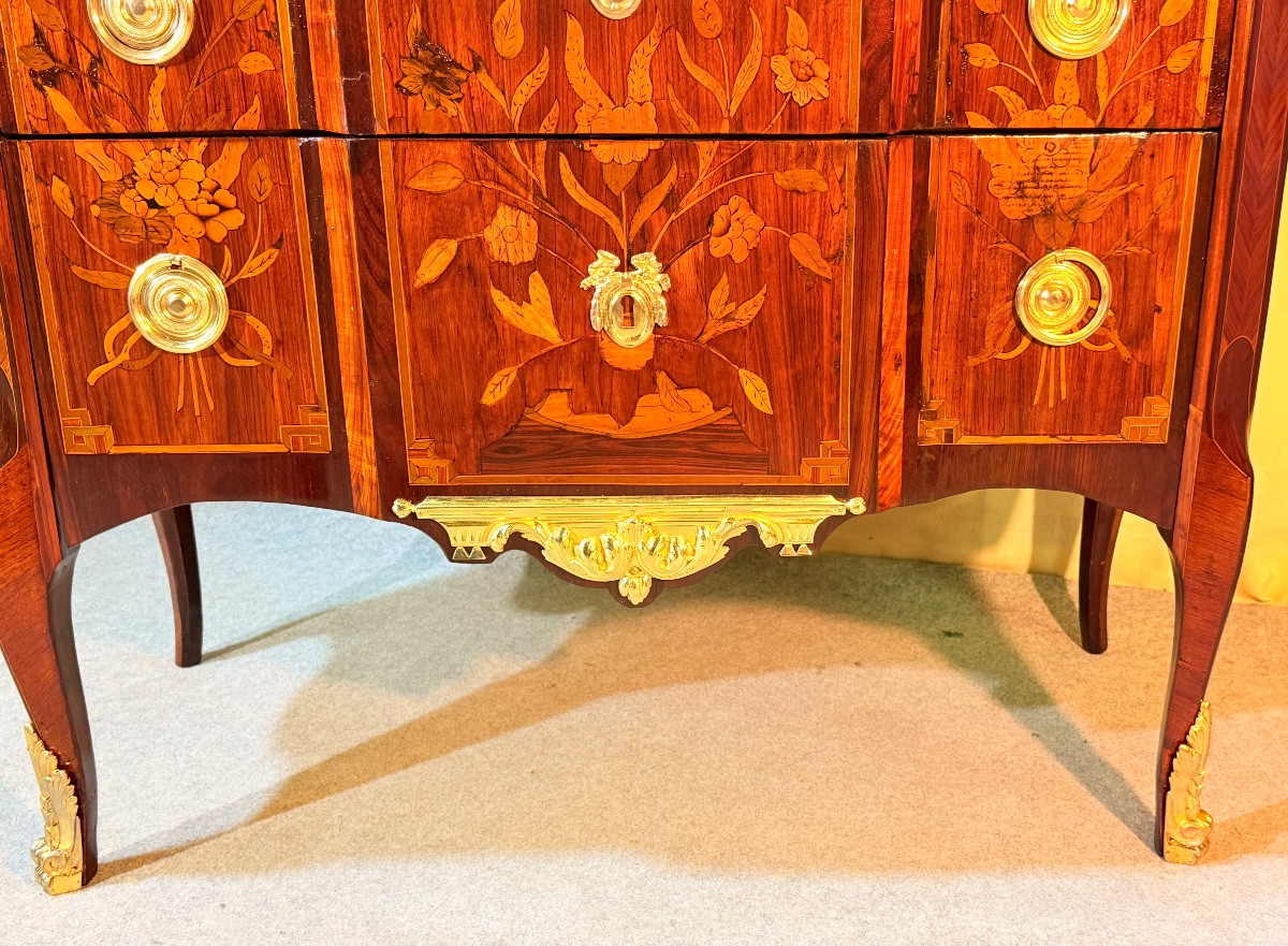 Transitional Marquetry Chest Of Drawers, 18th Century -photo-2