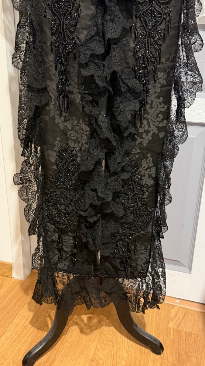 Silk And Jet Pearl Shawl, 19th Century -photo-4