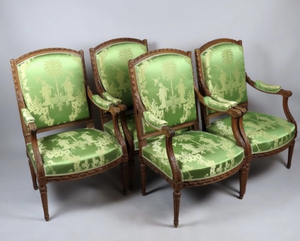 Suite de 4 Fauteuils Louis 16 , Époque XIXe -photo-2