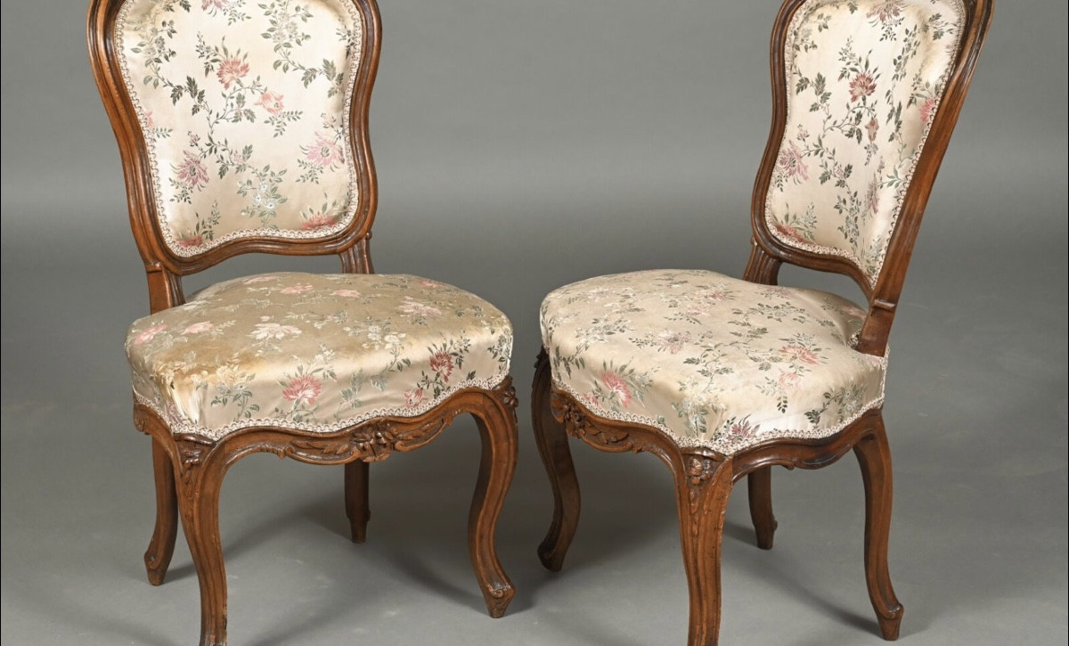 Pair Of Chairs Stamped Nogaret In Lyon. , 18th Century -photo-3