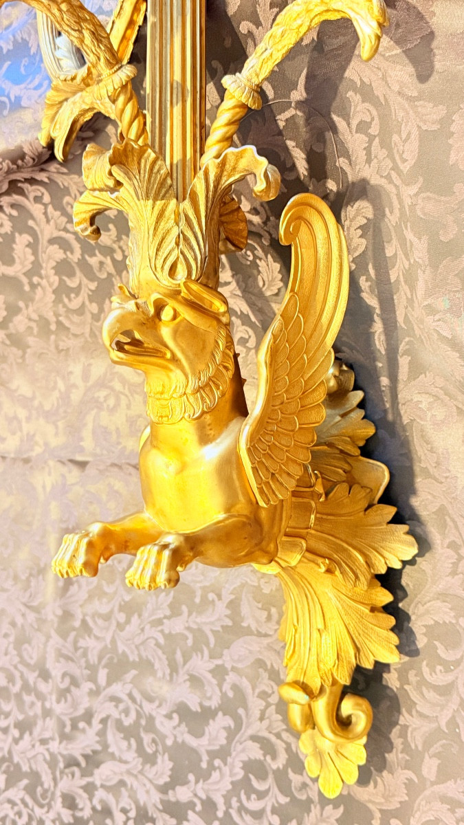 Paire d’Appliques En Bronze  aux Griffons H 85 CM -photo-3