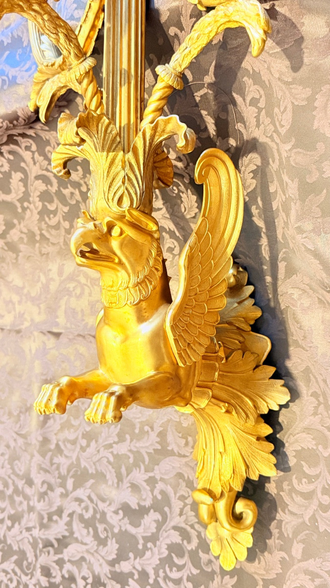 Paire d’Appliques En Bronze  aux Griffons H 85 CM -photo-8