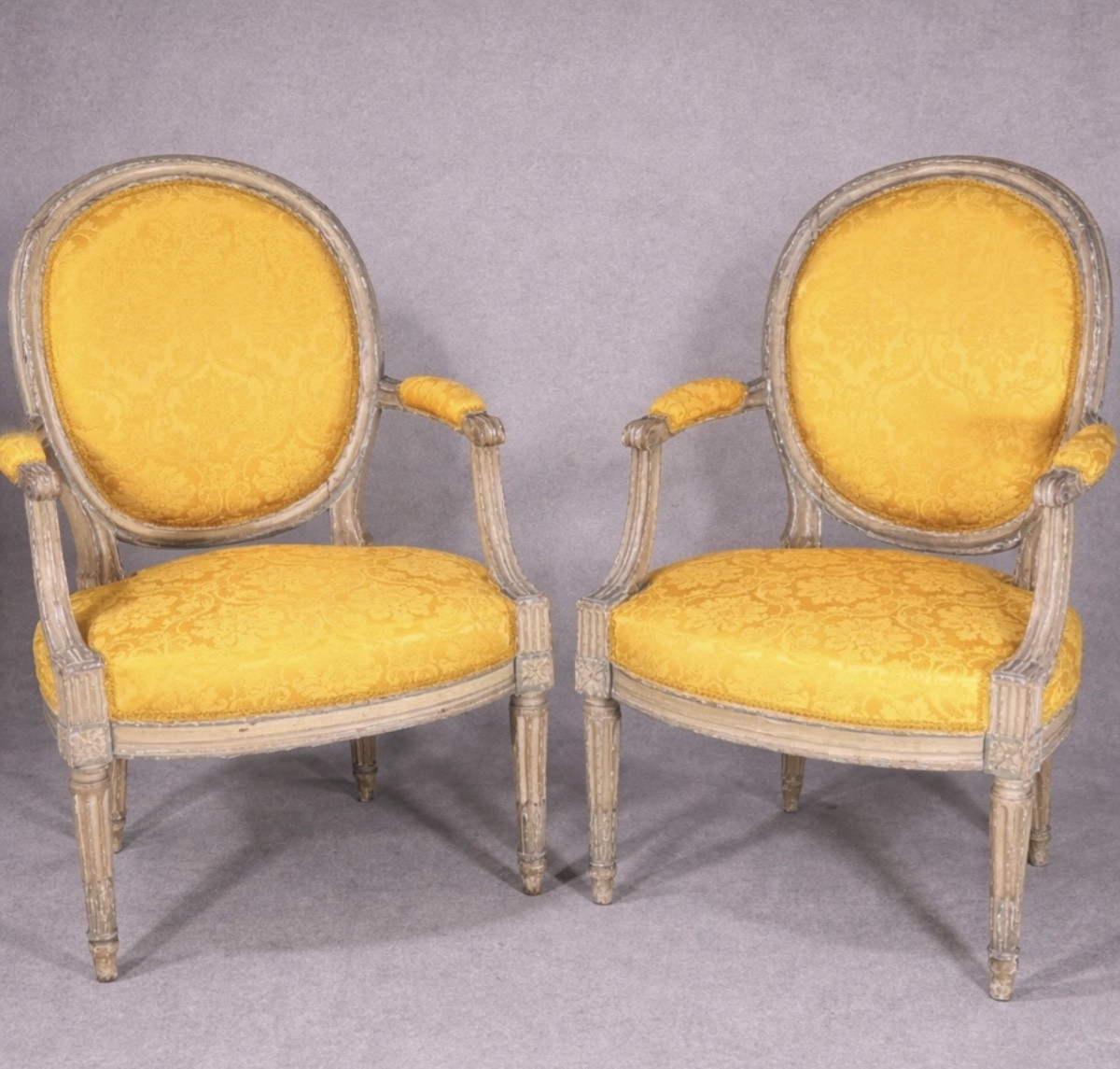 Paire de Fauteuils Louis XVI , Époque XVIIIe Siècle -photo-8