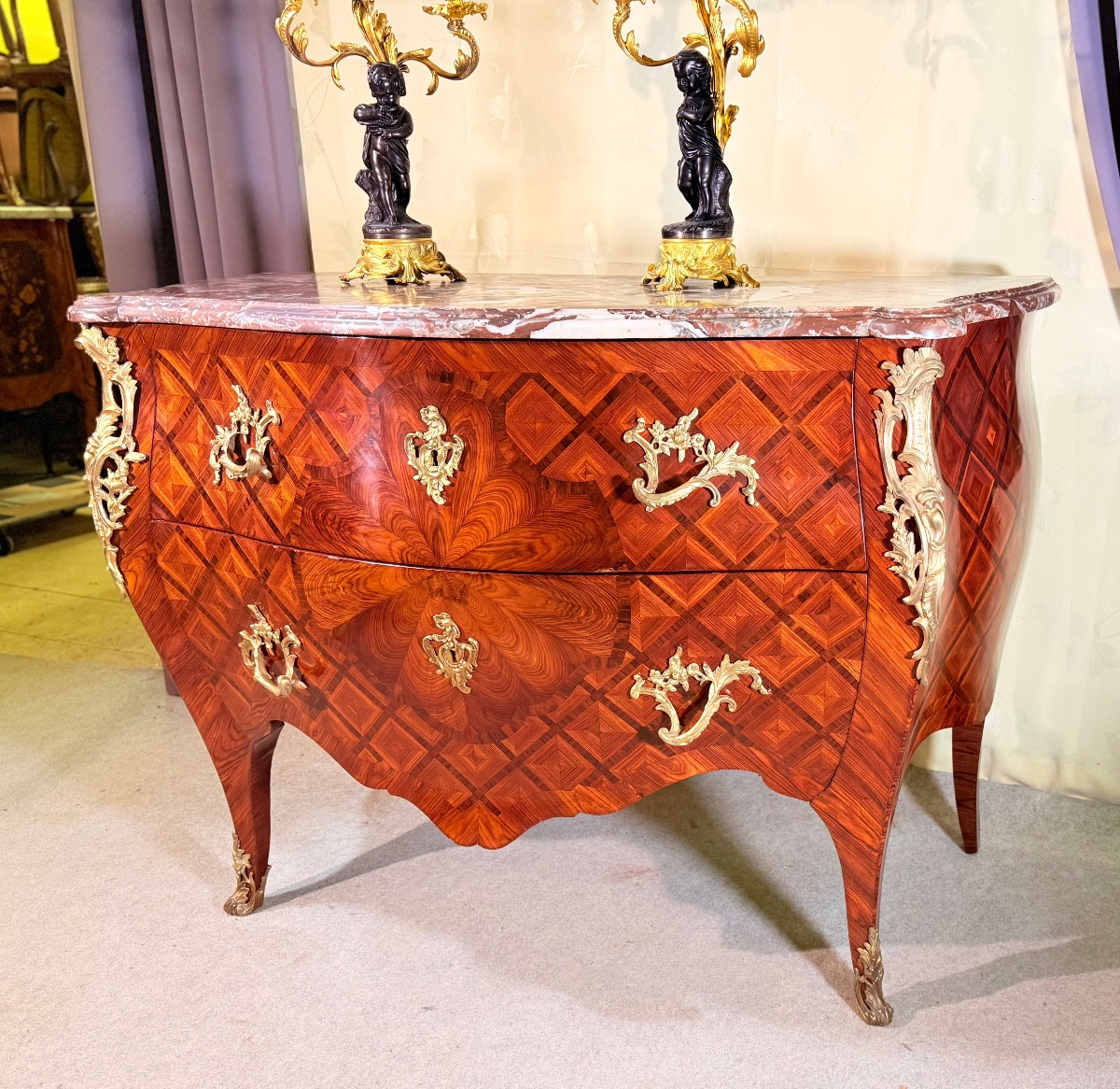 Louis XV Curved Chest Of Drawers, 18th Century -photo-6
