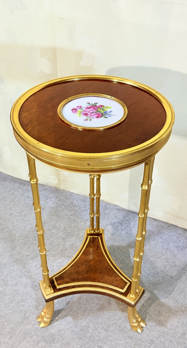 Guéridon Louis XVI , Bronze aux Tiges de Bambou , 1880 -photo-5