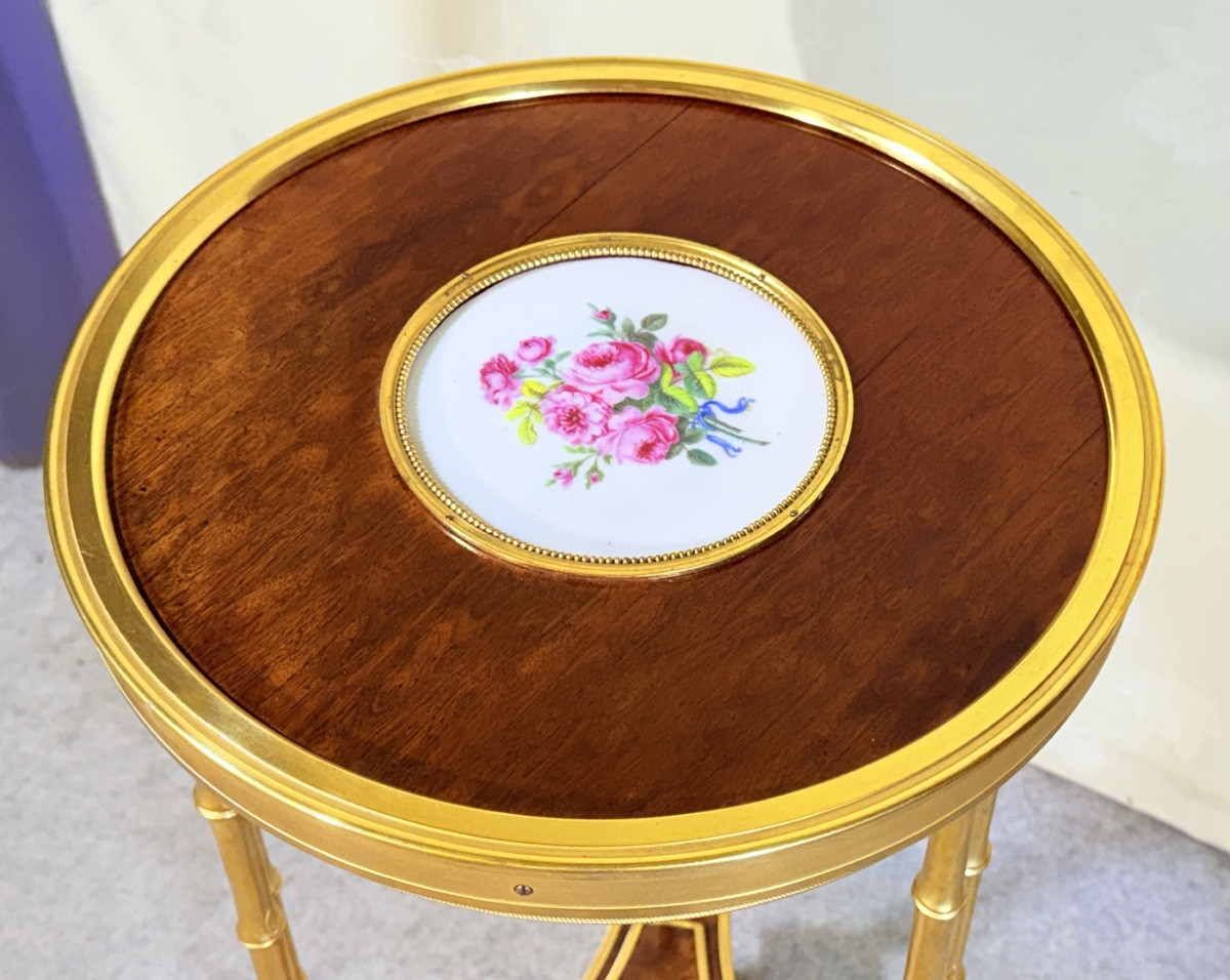 Guéridon Louis XVI , Bronze aux Tiges de Bambou , 1880 -photo-6