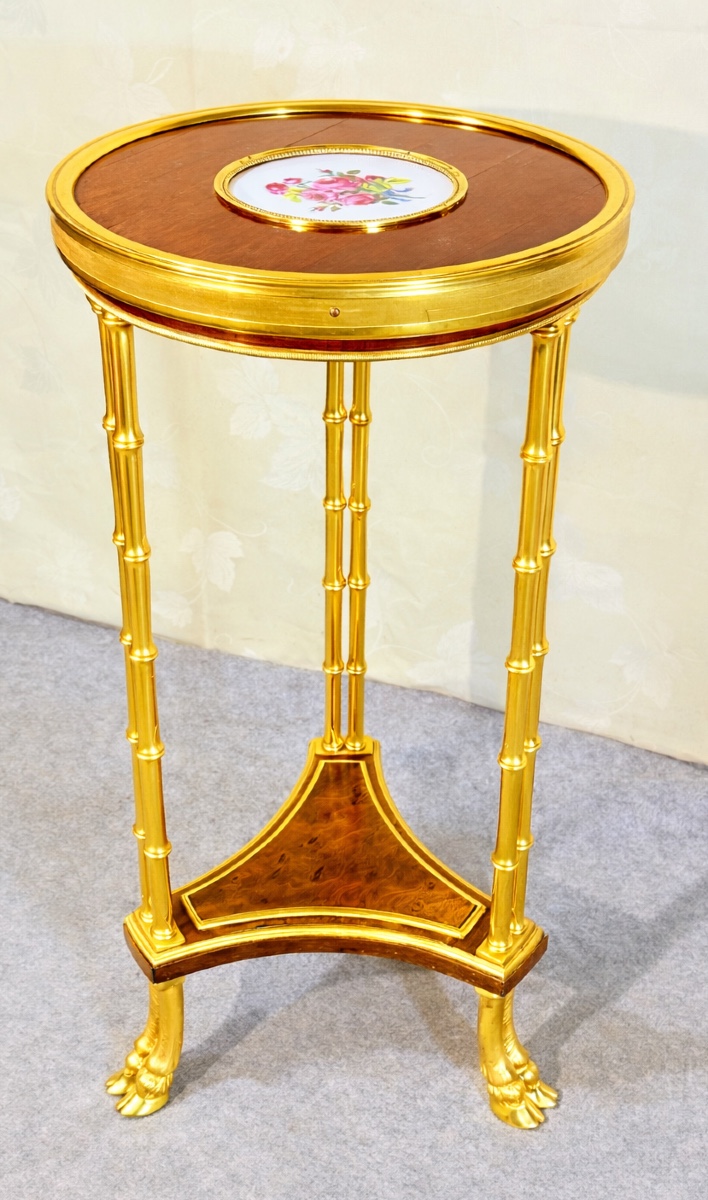 Guéridon Louis XVI , Bronze aux Tiges de Bambou , 1880 