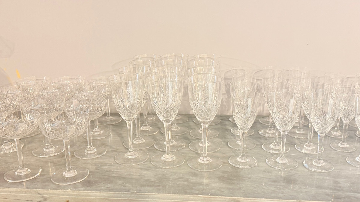 60 Saint Louis Signed Crystal Glasses -photo-5