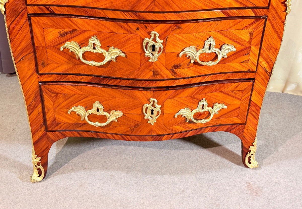 Louis XV Chest Of Drawers, Stamped J. Cheeseau, 18th Century-photo-3