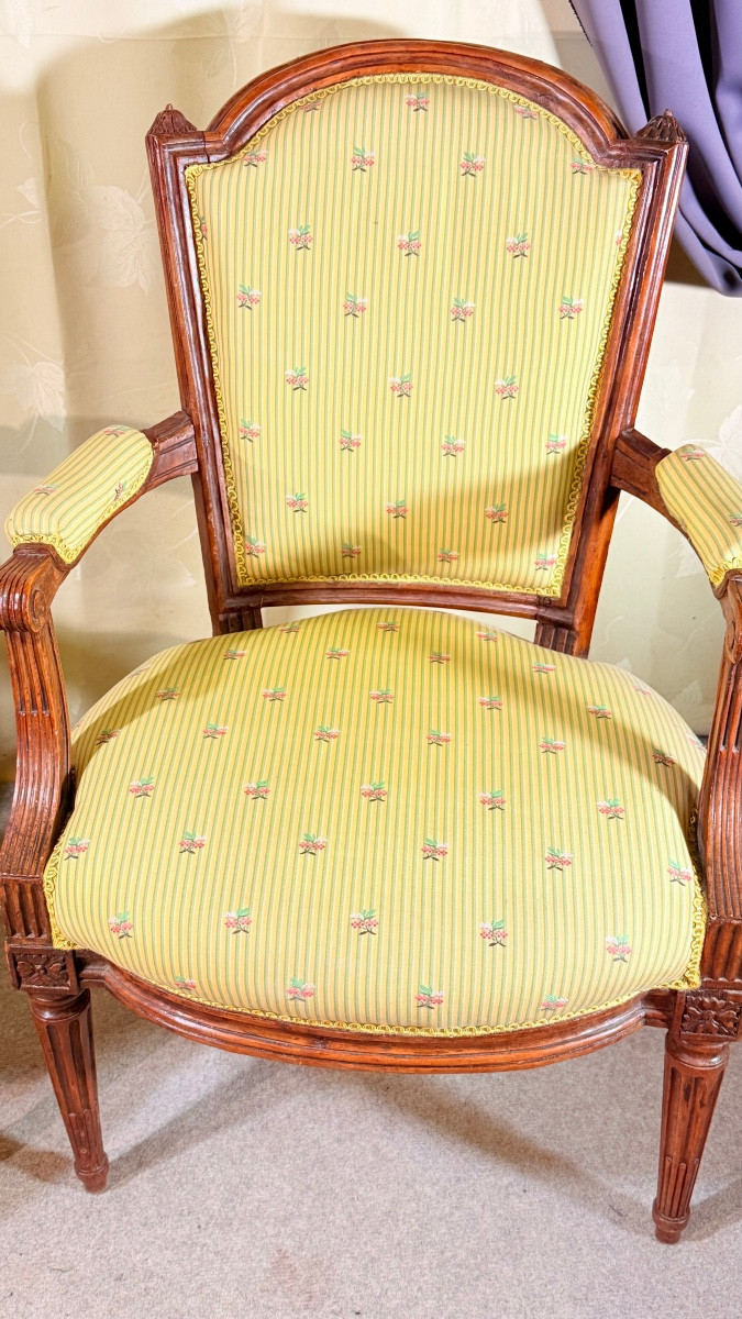 Pair Of Armchairs Stamped Delaporte, 18th Century -photo-2