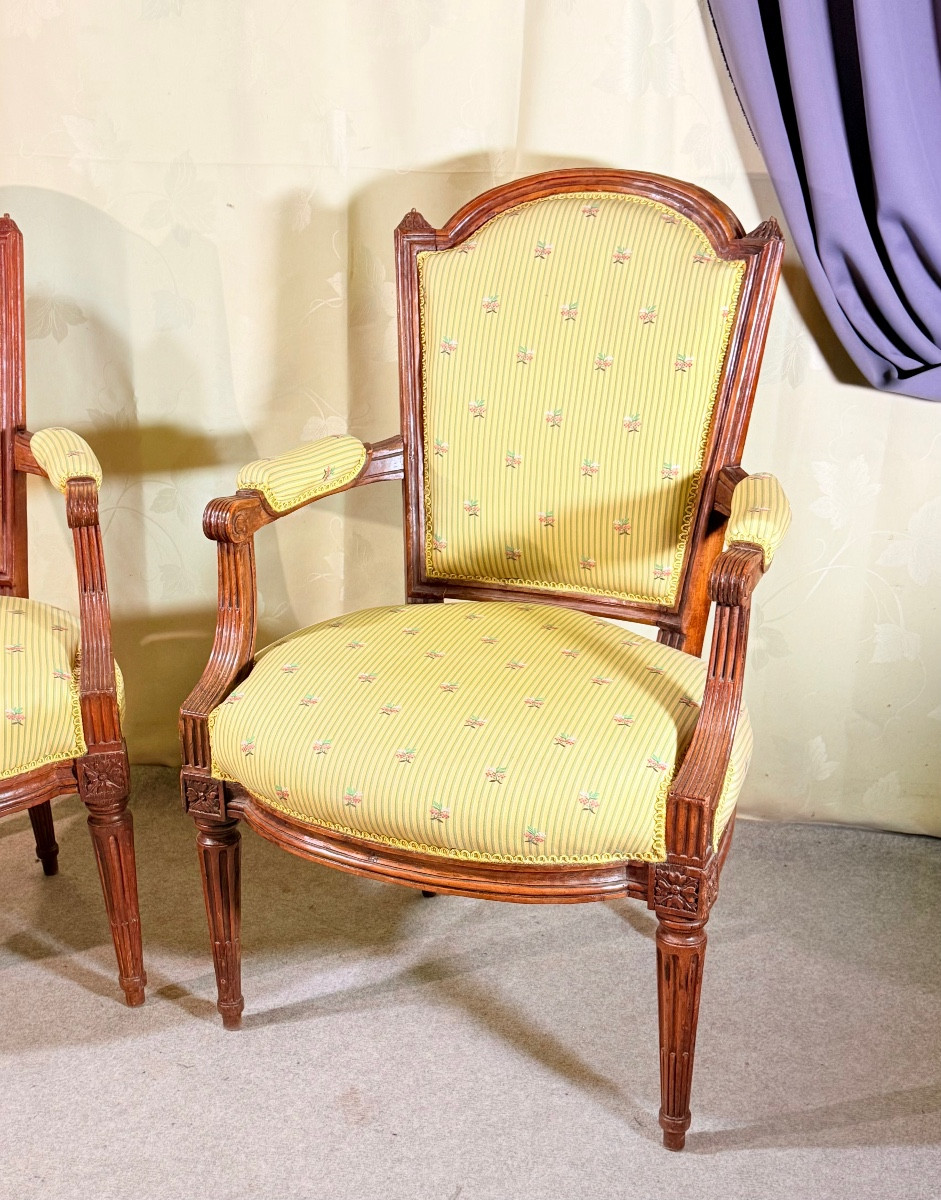 Pair Of Armchairs Stamped Delaporte, 18th Century -photo-4