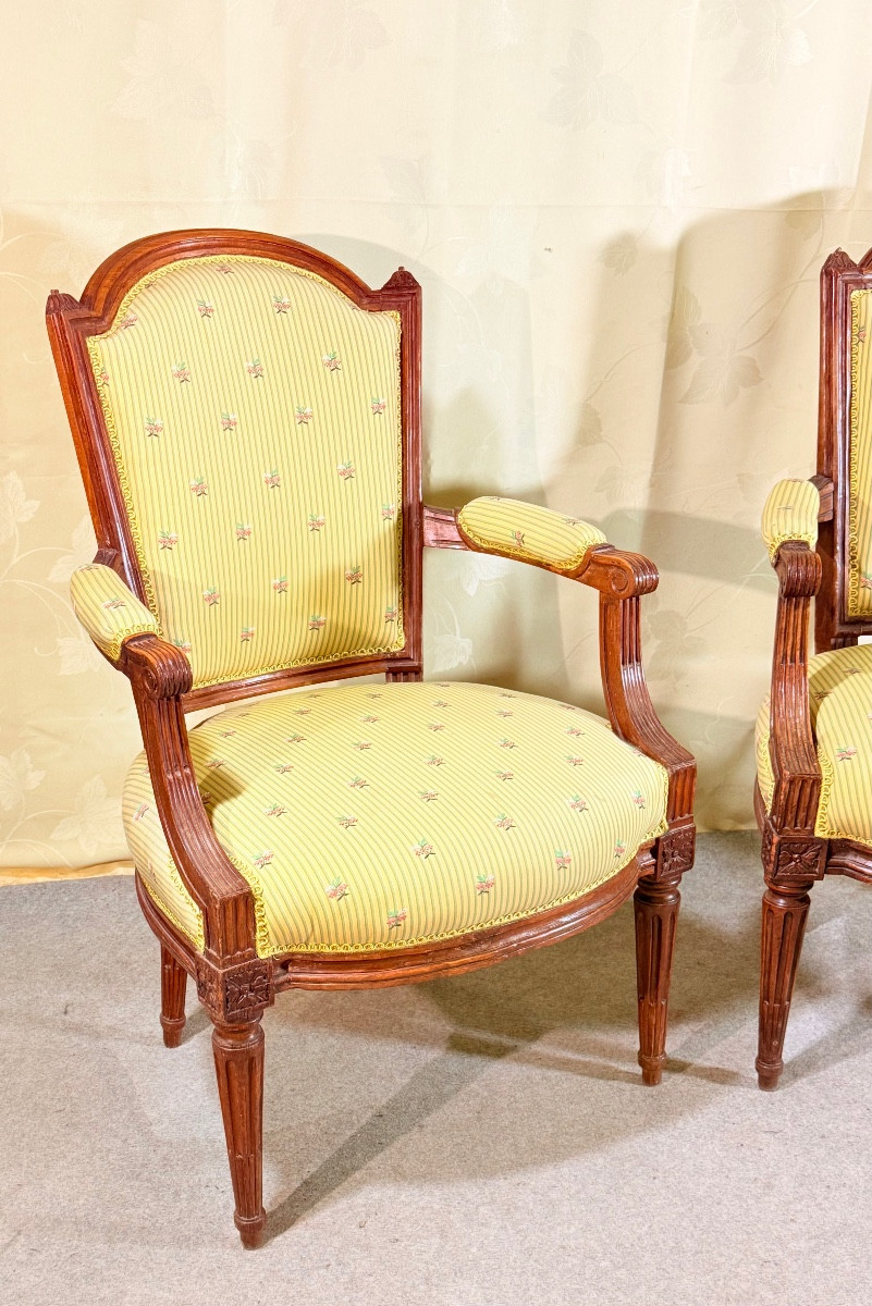 Pair Of Armchairs Stamped Delaporte, 18th Century -photo-1