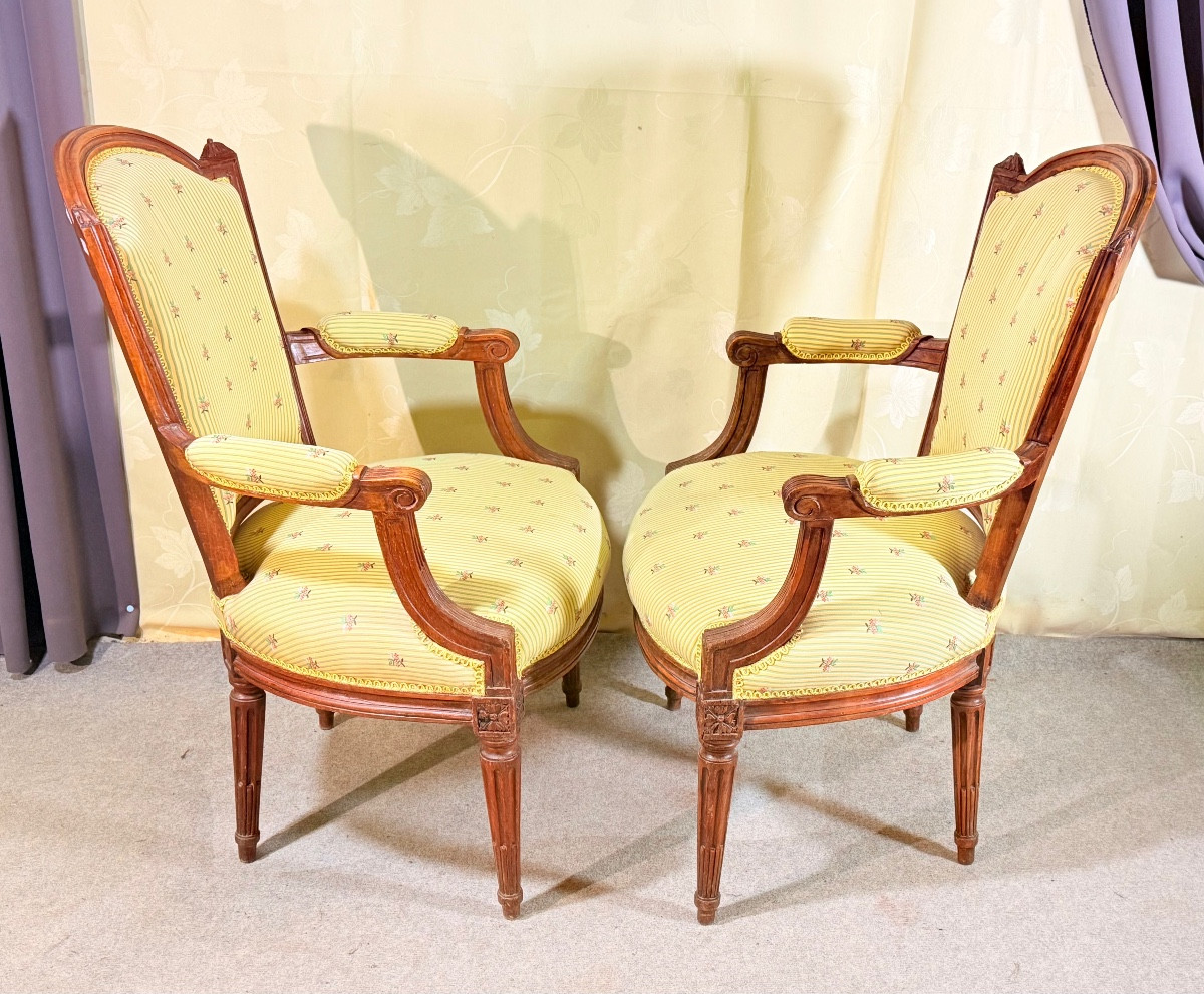 Pair Of Armchairs Stamped Delaporte, 18th Century -photo-3