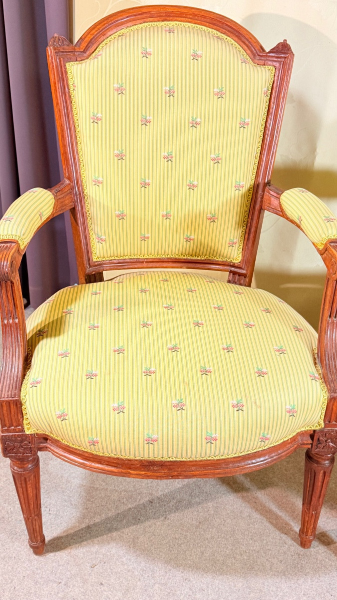 Pair Of Armchairs Stamped Delaporte, 18th Century -photo-5