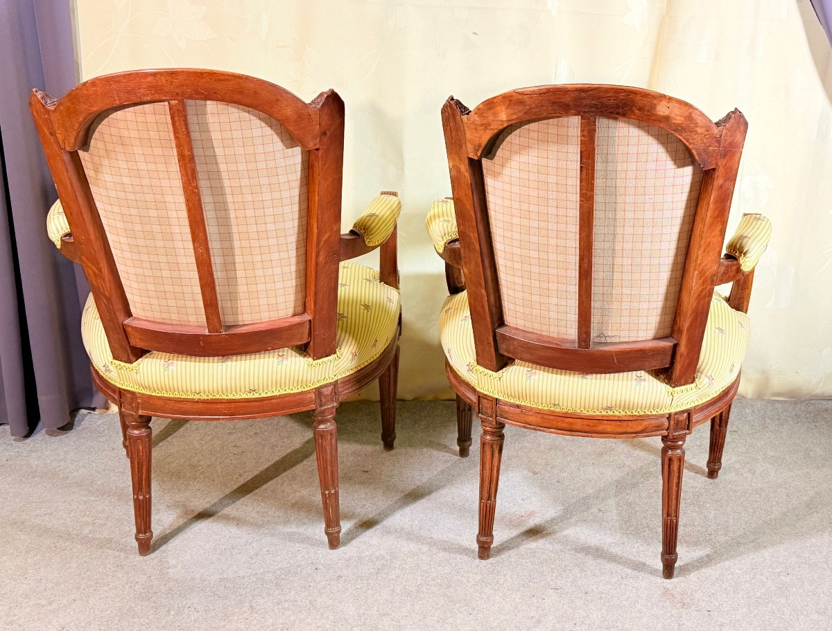 Pair Of Armchairs Stamped Delaporte, 18th Century -photo-6