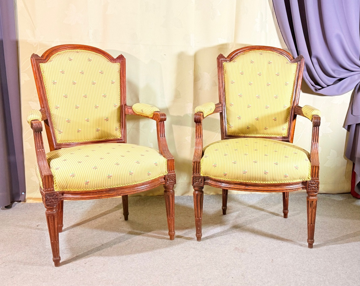 Pair Of Armchairs Stamped Delaporte, 18th Century 