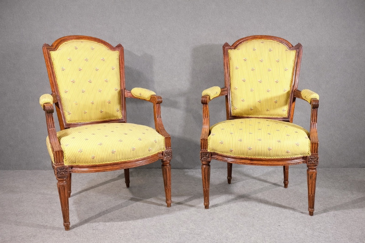 Pair Of Armchairs Stamped Delaporte, 18th Century 