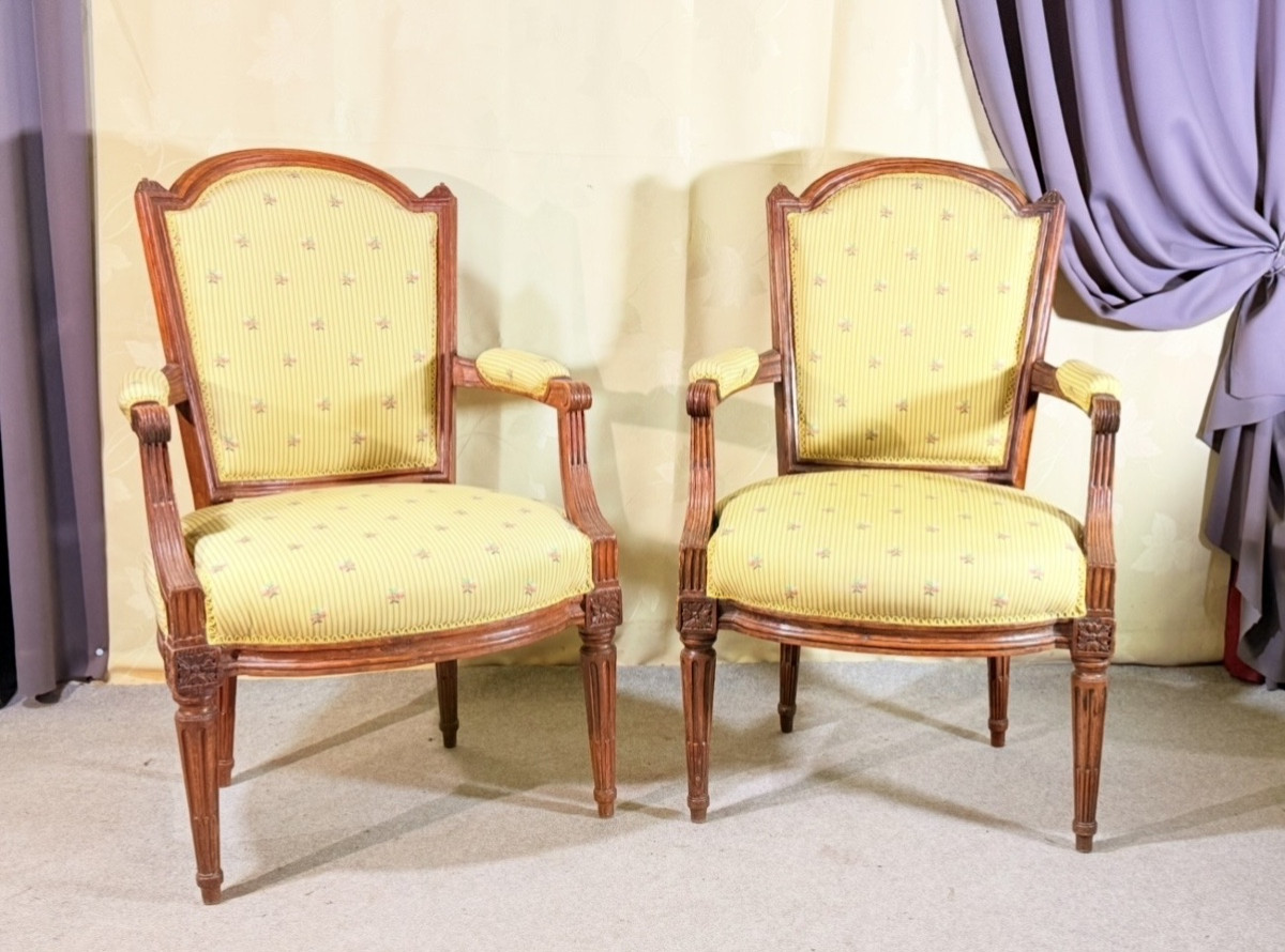 Pair Of Armchairs Stamped Delaporte, 18th Century 