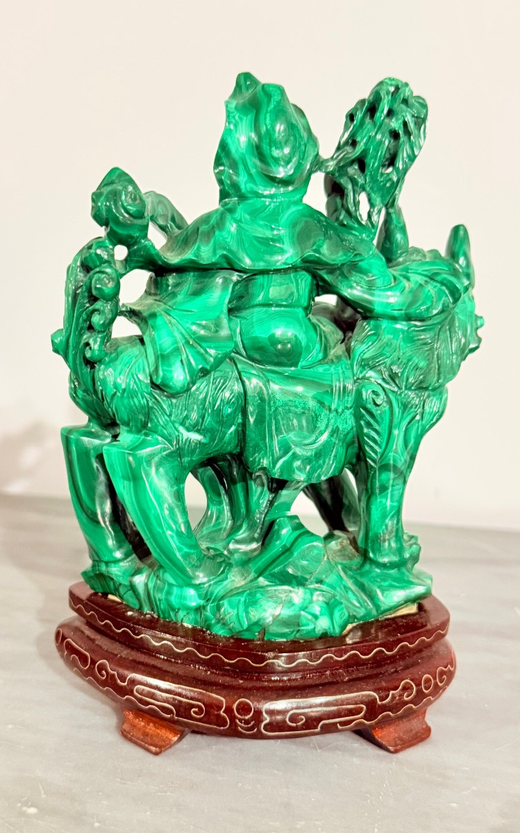 Statue Chine en Pierre Malachite , Epoque XXe Siècle -photo-2