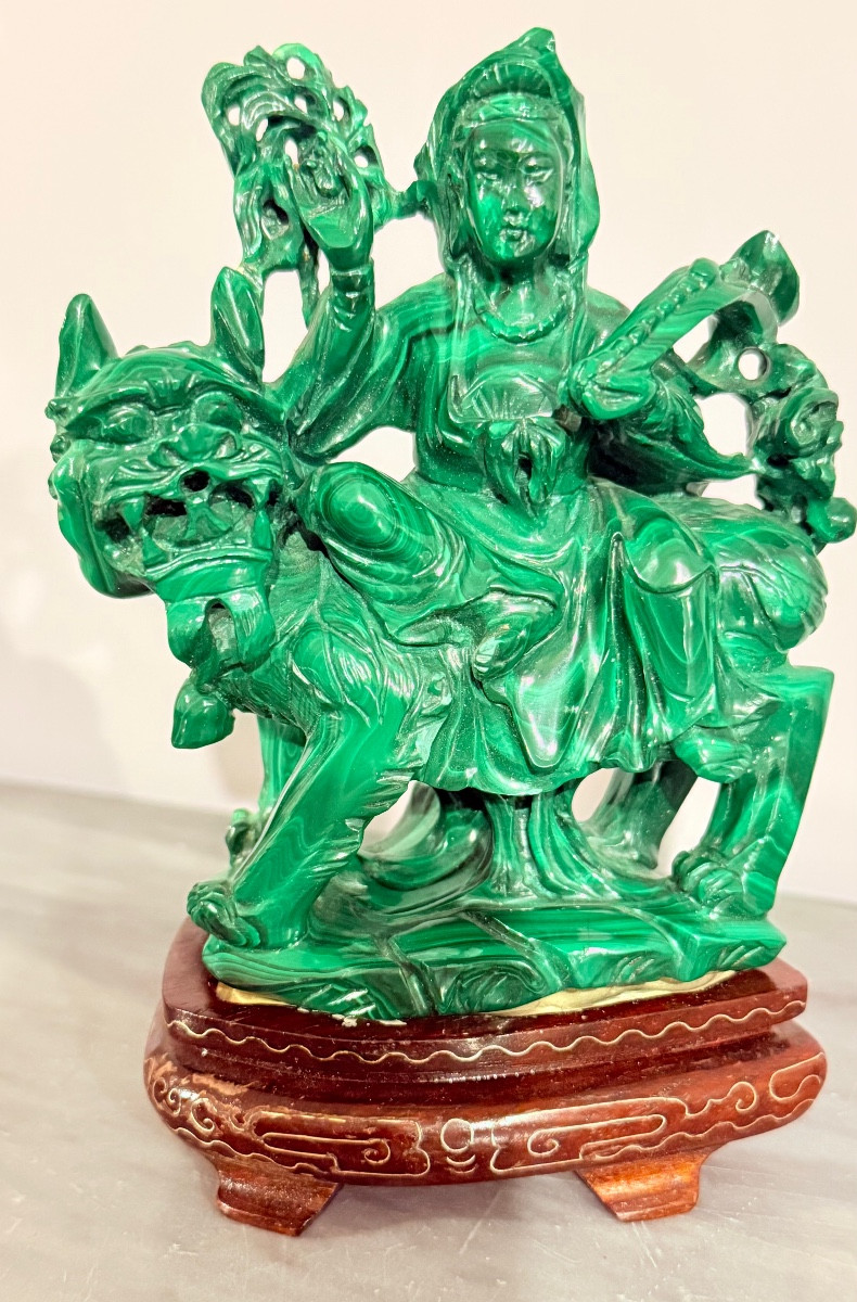 Statue Chine en Pierre Malachite , Epoque XXe Siècle -photo-1