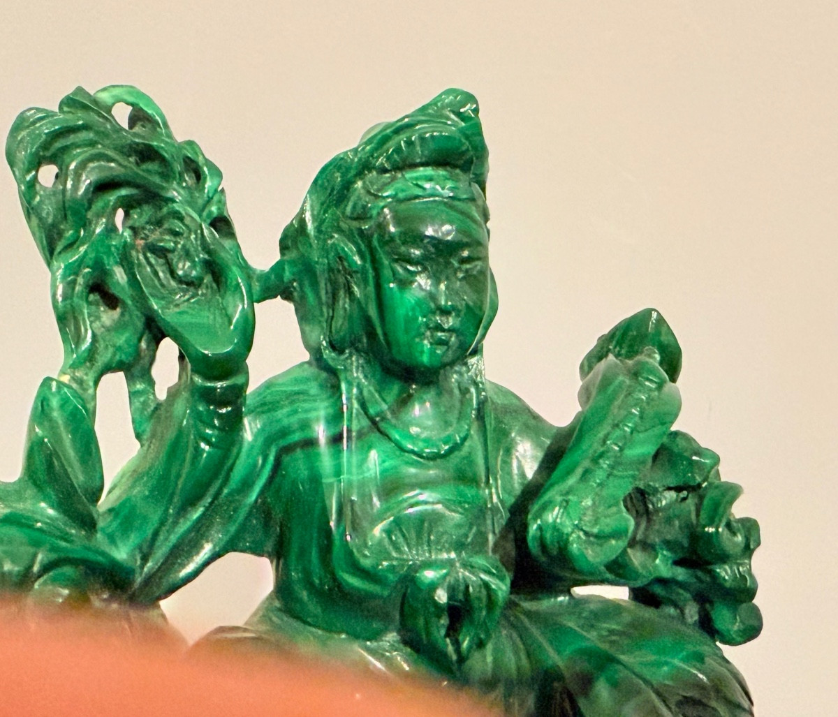 Statue Chine en Pierre Malachite , Epoque XXe Siècle -photo-2
