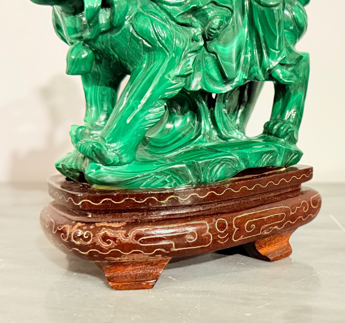 Statue Chine en Pierre Malachite , Epoque XXe Siècle -photo-3