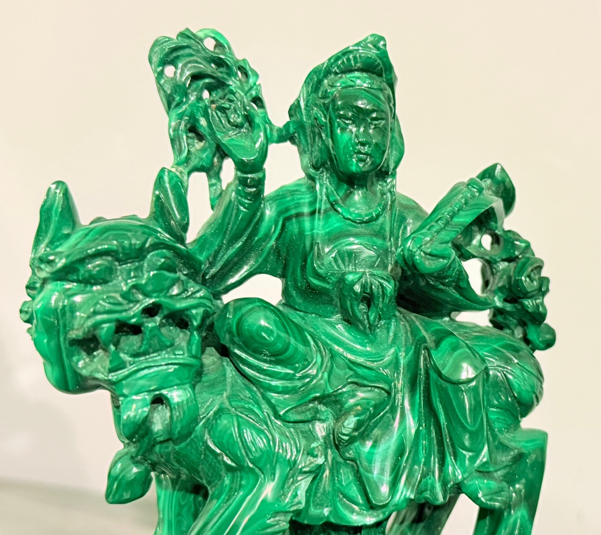 Statue Chine en Pierre Malachite , Epoque XXe Siècle -photo-4