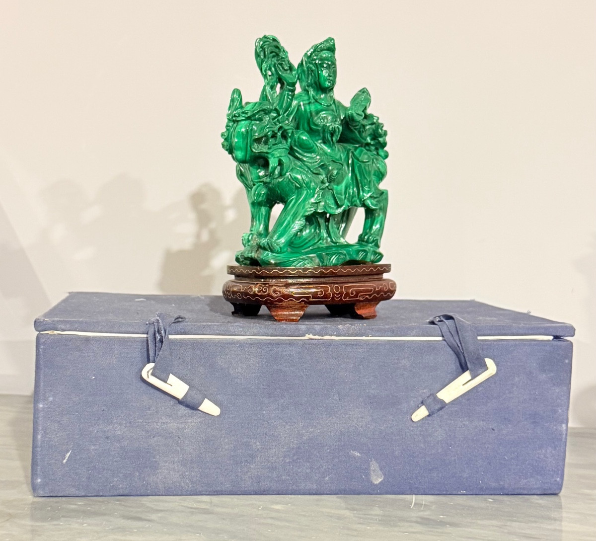 Statue Chine en Pierre Malachite , Epoque XXe Siècle -photo-5