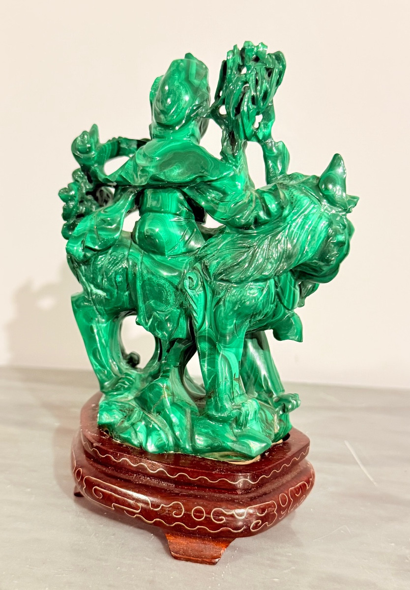 Statue Chine en Pierre Malachite , Epoque XXe Siècle -photo-6