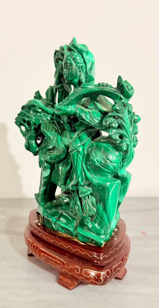 Statue Chine en Pierre Malachite , Epoque XXe Siècle -photo-7