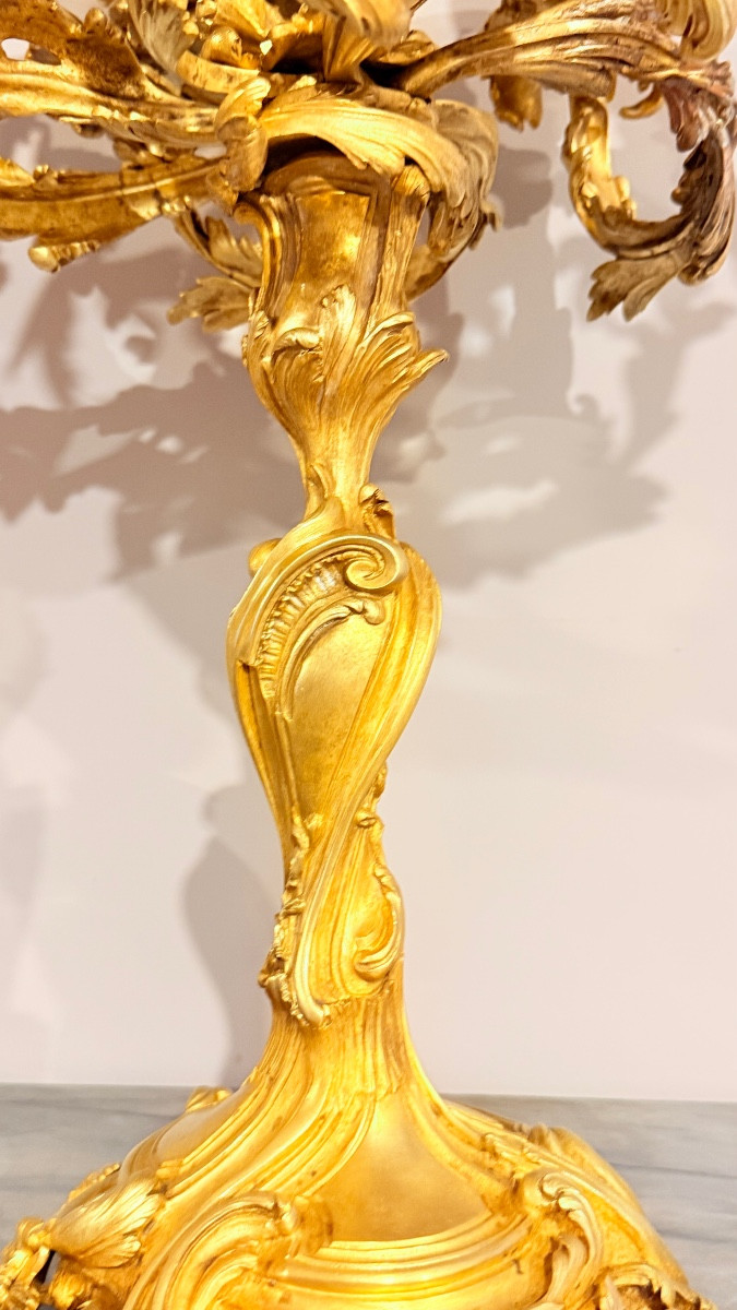 Pair Of Louis XV Candelabra, H 75 Cm, 19th Century -photo-3