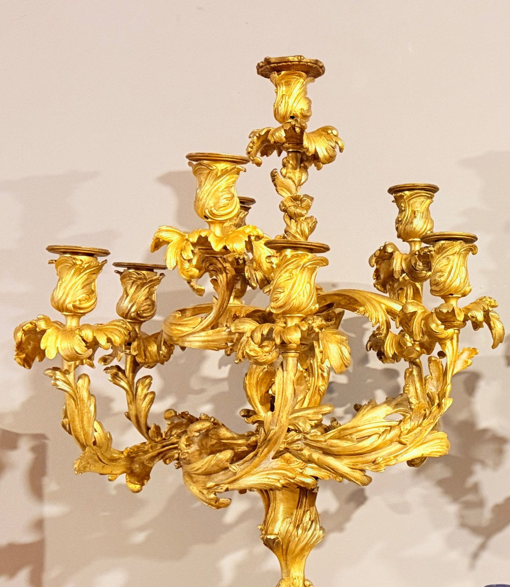 Pair Of Louis XV Candelabra, H 75 Cm, 19th Century -photo-4