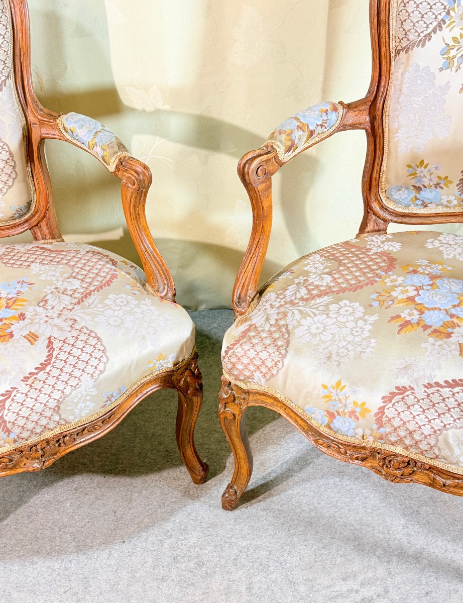 Paire de Fauteuils Louis XV , Estampillés BLANCHARD,  XVIIIe-photo-2