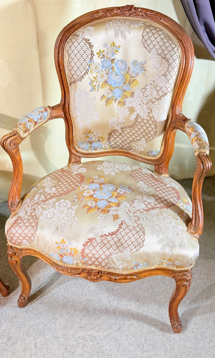 Paire de Fauteuils Louis XV , Estampillés BLANCHARD,  XVIIIe-photo-3