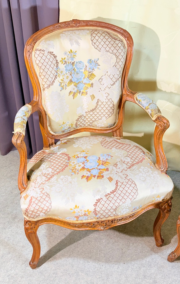 Paire de Fauteuils Louis XV , Estampillés BLANCHARD,  XVIIIe-photo-4
