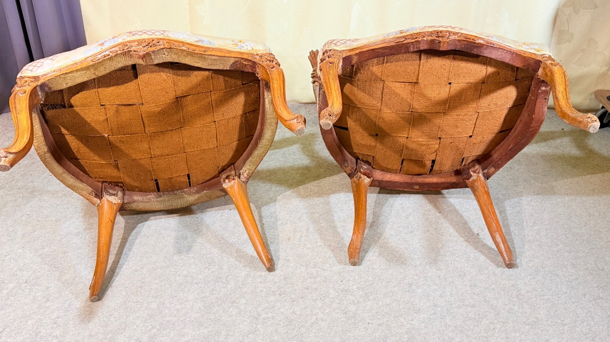 Paire de Fauteuils Louis XV , Estampillés BLANCHARD,  XVIIIe-photo-5