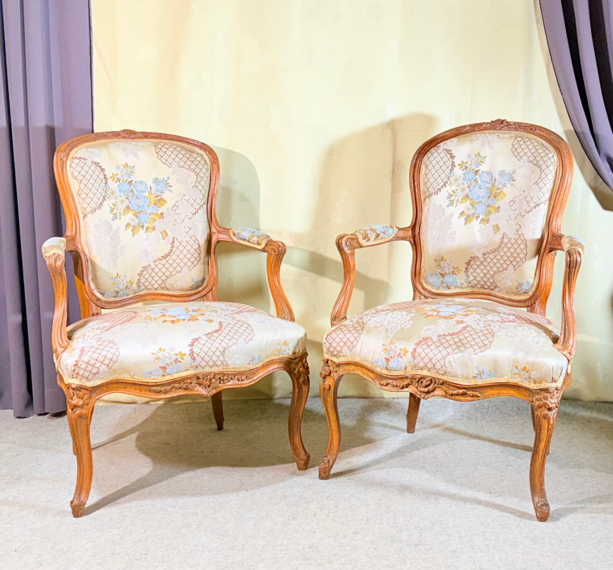 Paire de Fauteuils Louis XV , Estampillés BLANCHARD,  XVIIIe-photo-8