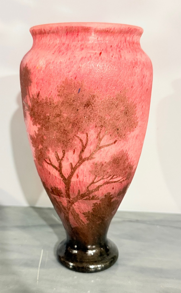 Vase signé DAUM NANCY ,  H : 18,5 CM -photo-2