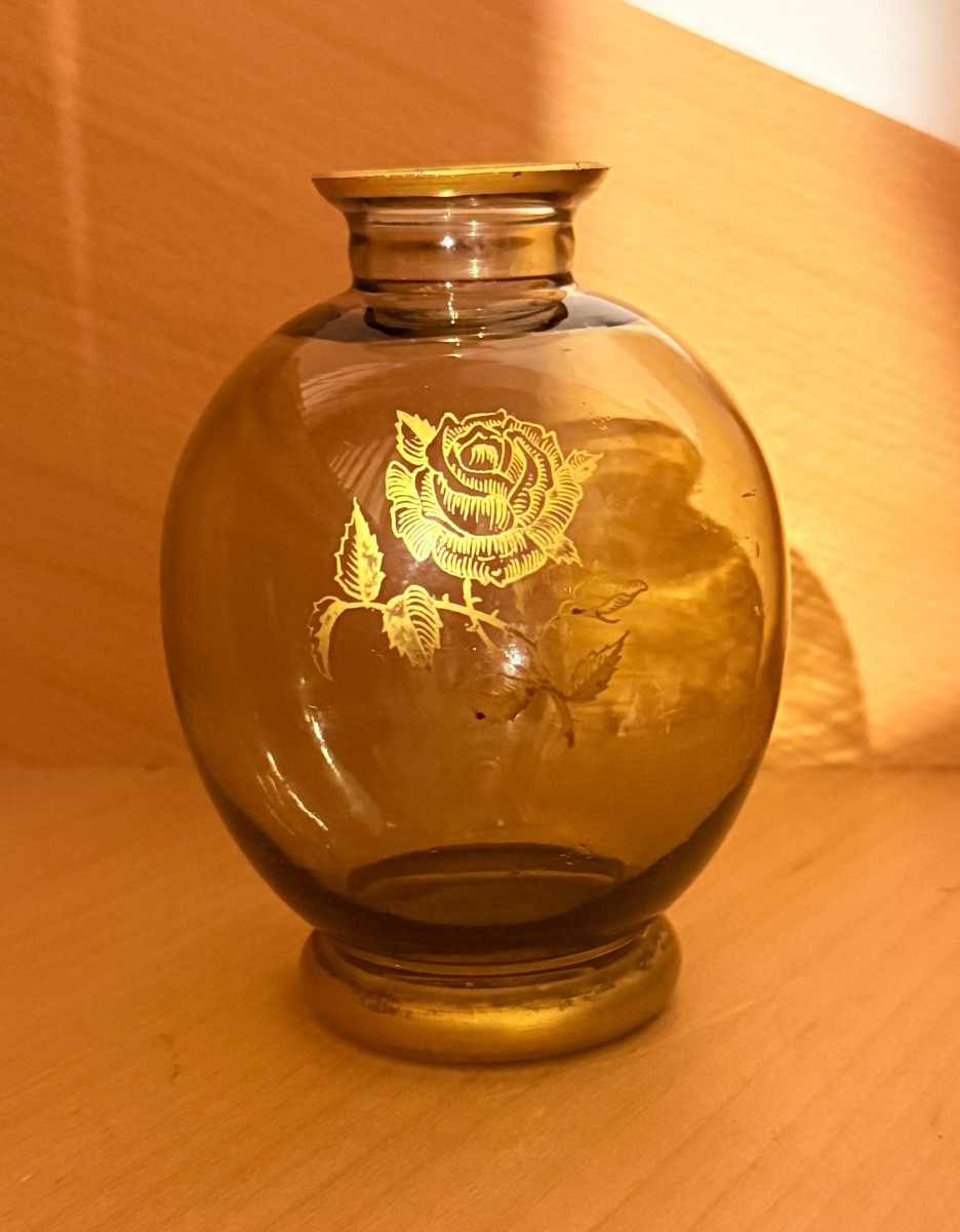 Vase Boule , en Verre Fumé , signé DAUM NANCY -photo-2