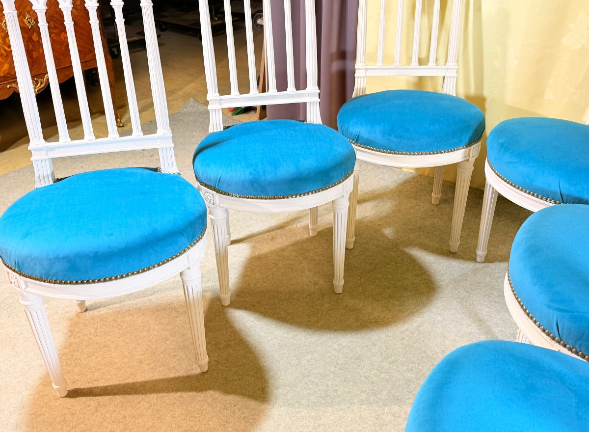 Suite de 6 Chaises Louis 16 , Époque fin XIXe-photo-4