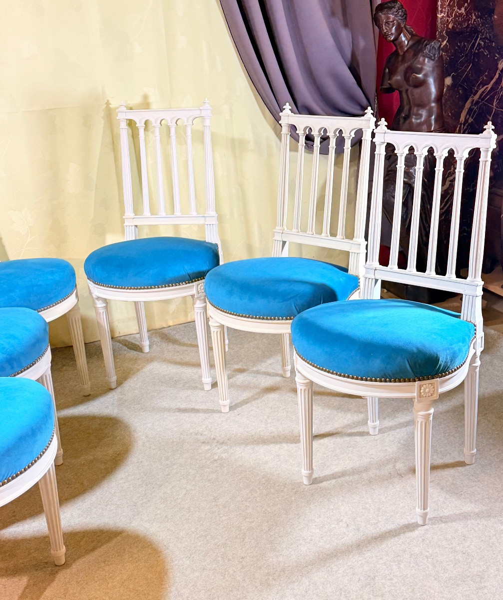 Suite de 6 Chaises Louis 16 , Époque fin XIXe-photo-2