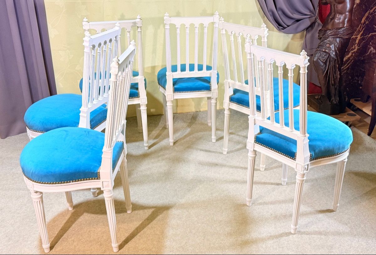 Suite de 6 Chaises Louis 16 , Époque fin XIXe-photo-4