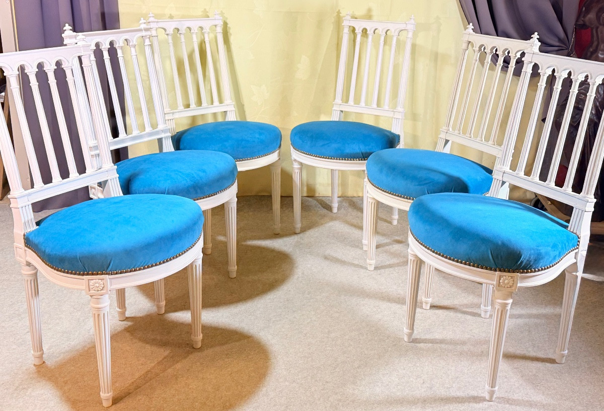 Suite de 6 Chaises Louis 16 , Époque fin XIXe