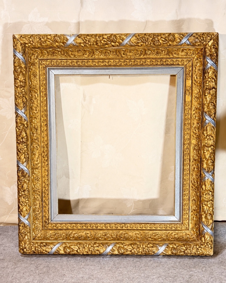 Louis XVI Style Frame In Gilt And Silvered Wood, 19th Century -photo-2