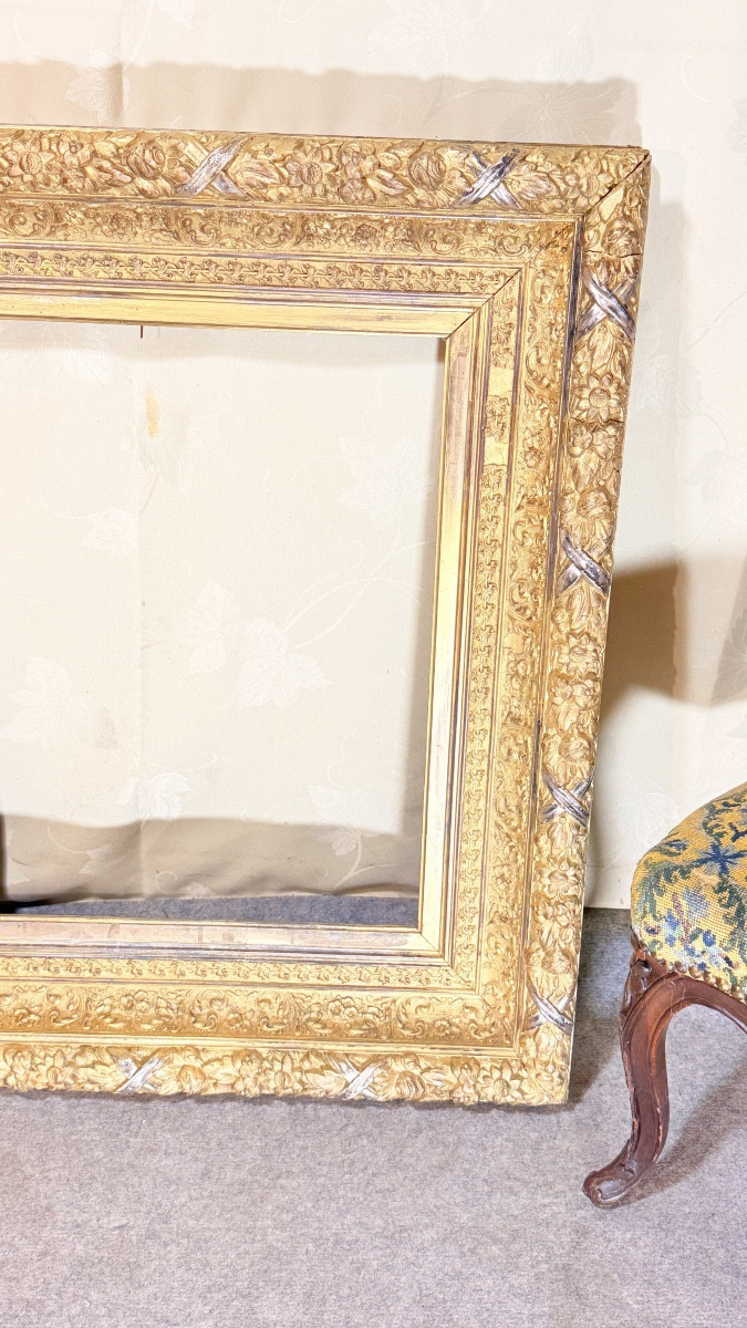 Louis XVI Style Frame In Gilt And Silvered Wood, 19th Century -photo-1